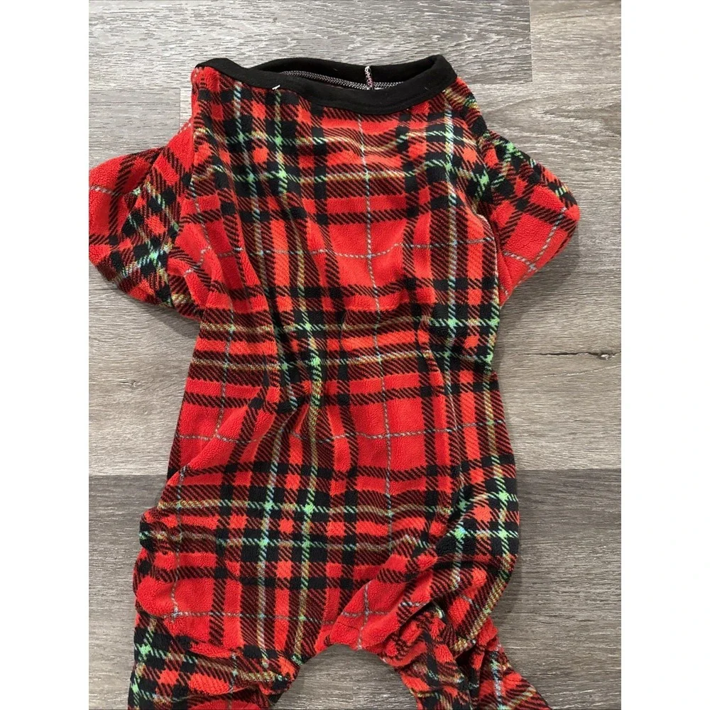 Size Medium Fleece‎ Christmas Pet Pajamas Red Plaid NWOT Holiday Pet Wear
